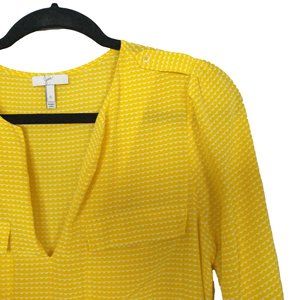 Joie 100% Silk Marlo Yellow & White Print Long Sleeve Blouse - Size S